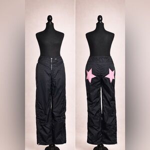 Jet Set Black Ski Pants with Pink Star Accents